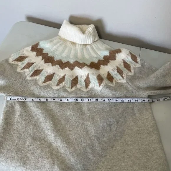 J. Crew Women’s Fair Isle Turtleneck  Sweater L Wool Alpaca Blend Cozy Soft - Picture 9 of 11